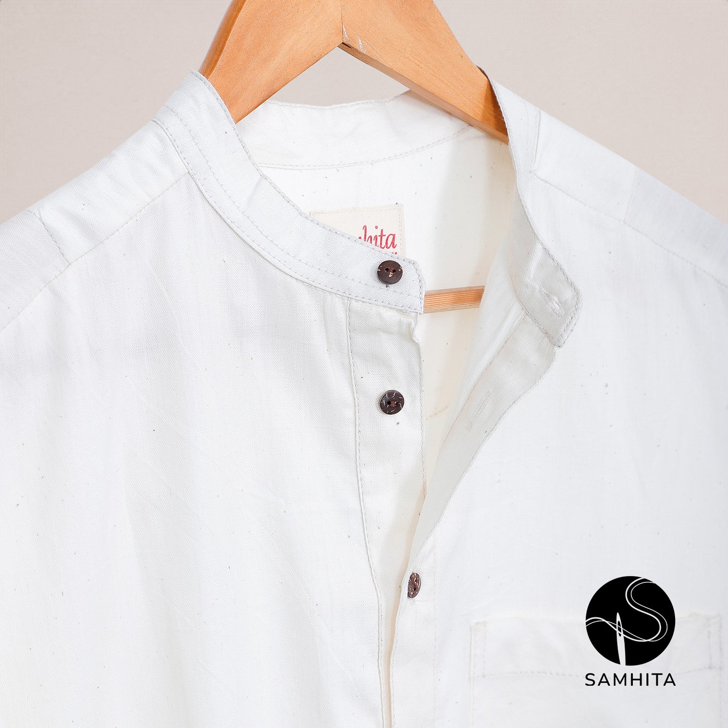 Men's Khadi Hand Woven Kora Khadi Kurta (MK 105 E)