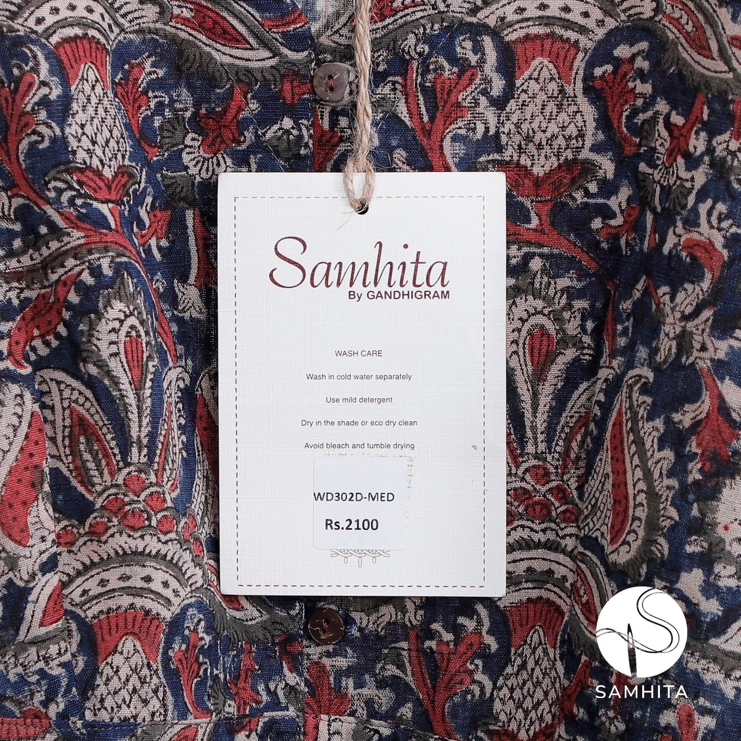 Hand-block-printed Kalamkari Dress - hand-spun, handwoven cotton khadi (Copy) (WD302D)
