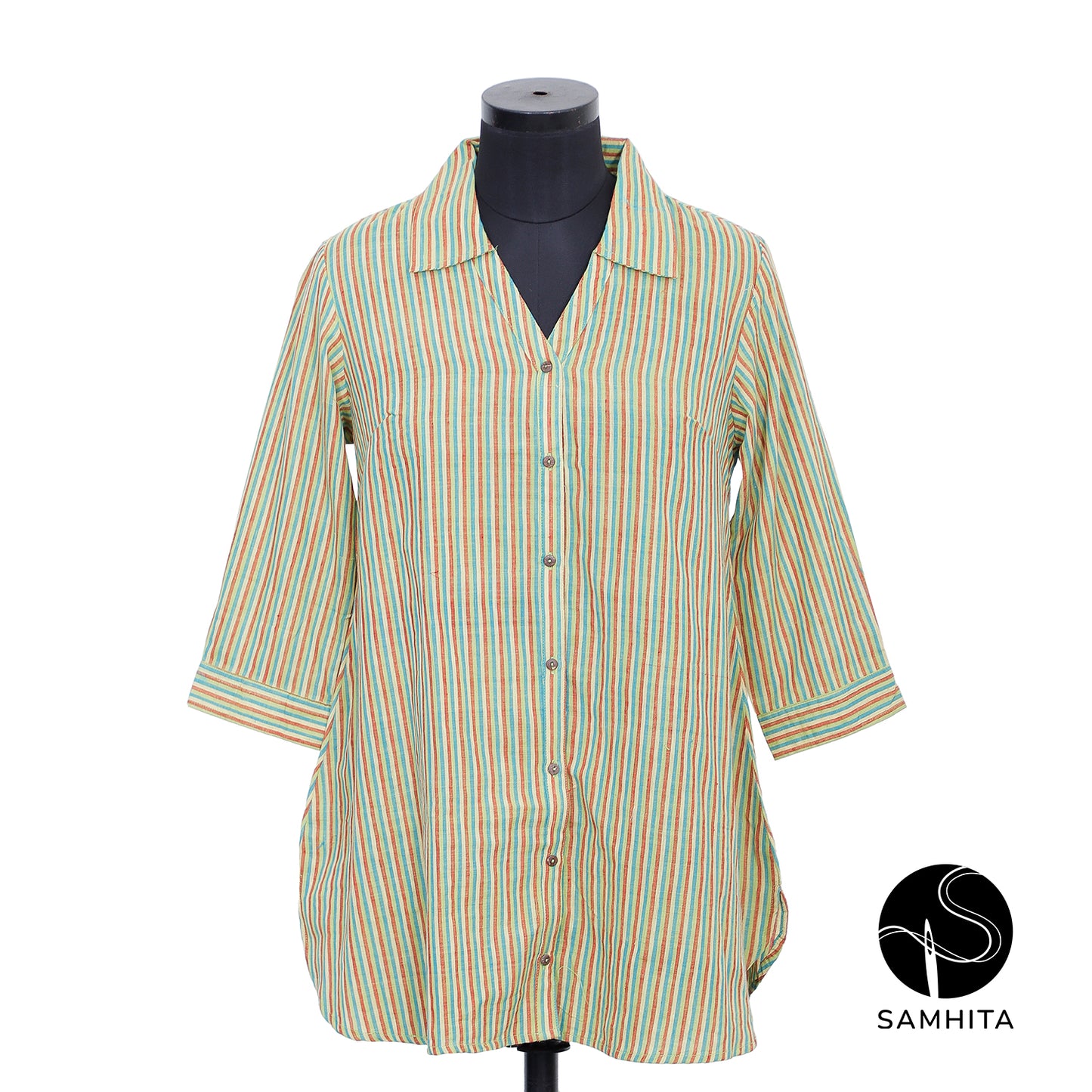 Red-Green-Blue Strips Kurta (WD303B)
