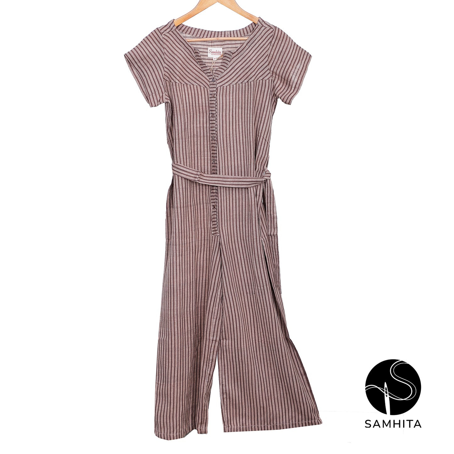 Brown Stripped Jumpsuit (WJP701A)