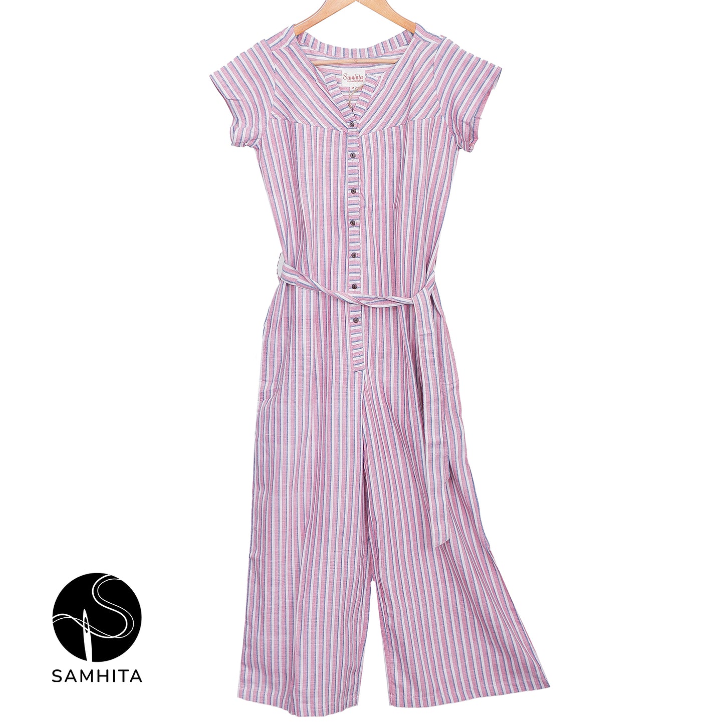 Pink-White-Blue Stripes Jumpsuit (WJP701C)