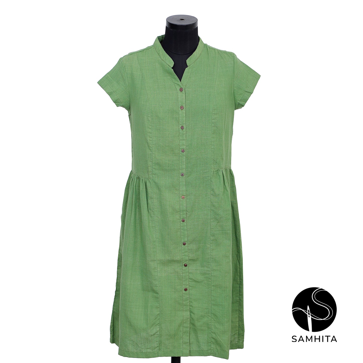 Front button-down green dress (WK101A)