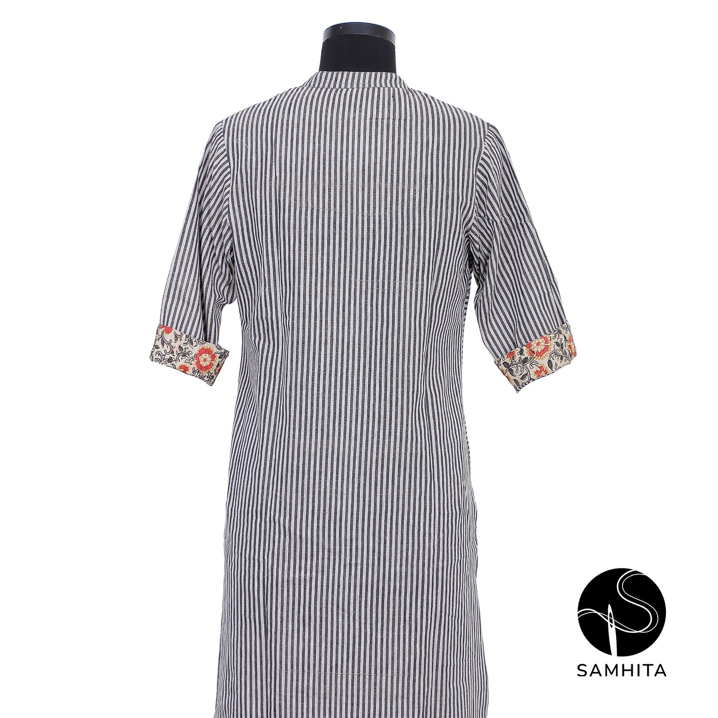 Grey with White stripes Dress (WK102B)