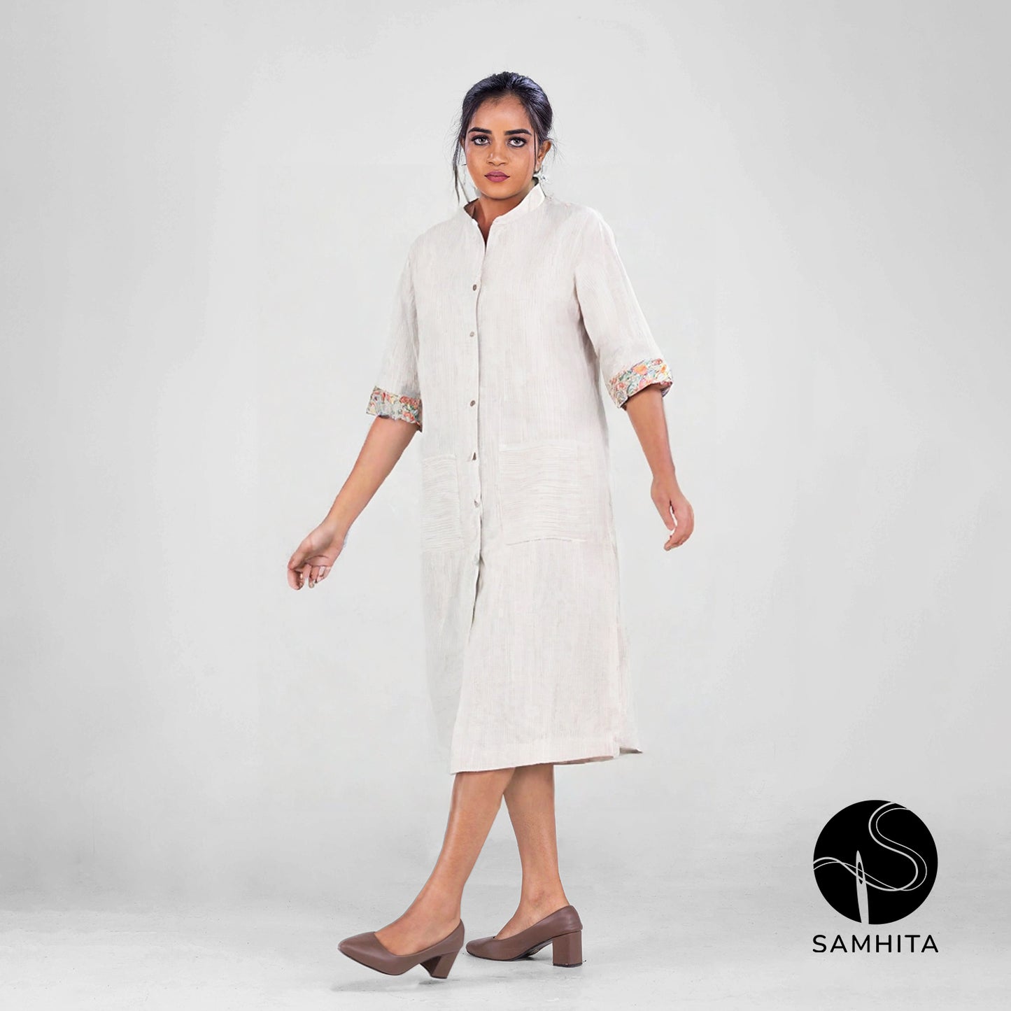 Kora and Light Brown Stripes Dress (WK102C)