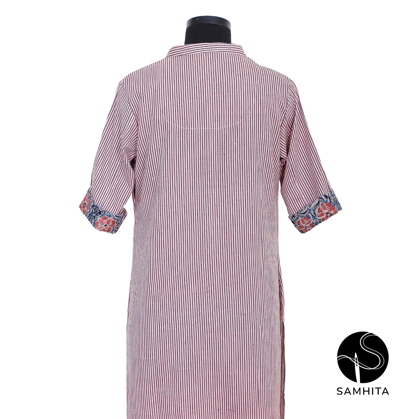 Deep Violet and White Stripes Kurta (WK102D)