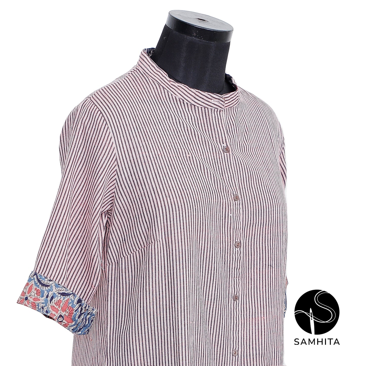 Deep Violet and White Stripes Kurta (WK102D)