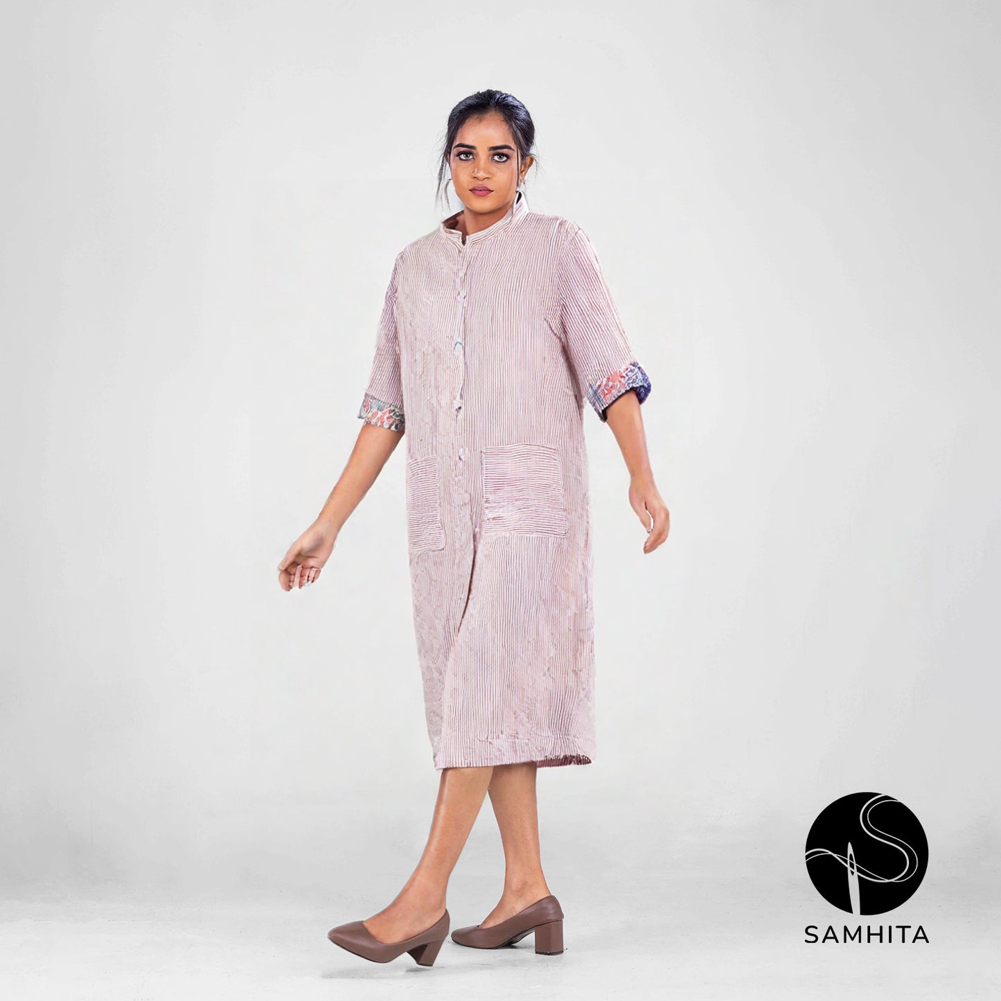 Deep Violet and White Stripes Kurta (WK102D)