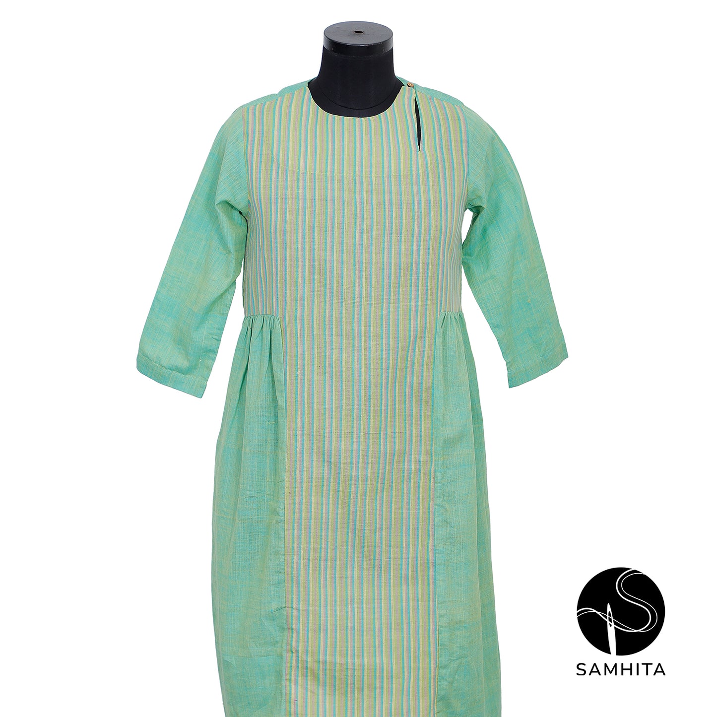 Pastel Gress Dress with Stripes (WK103A)