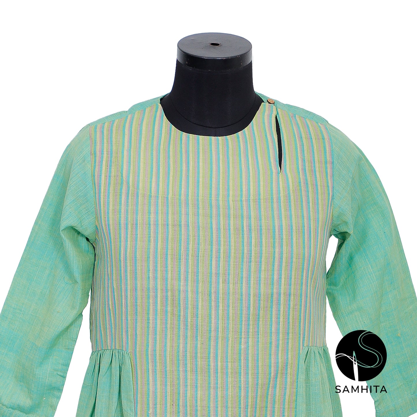 Pastel Gress Dress with Stripes (WK103A)