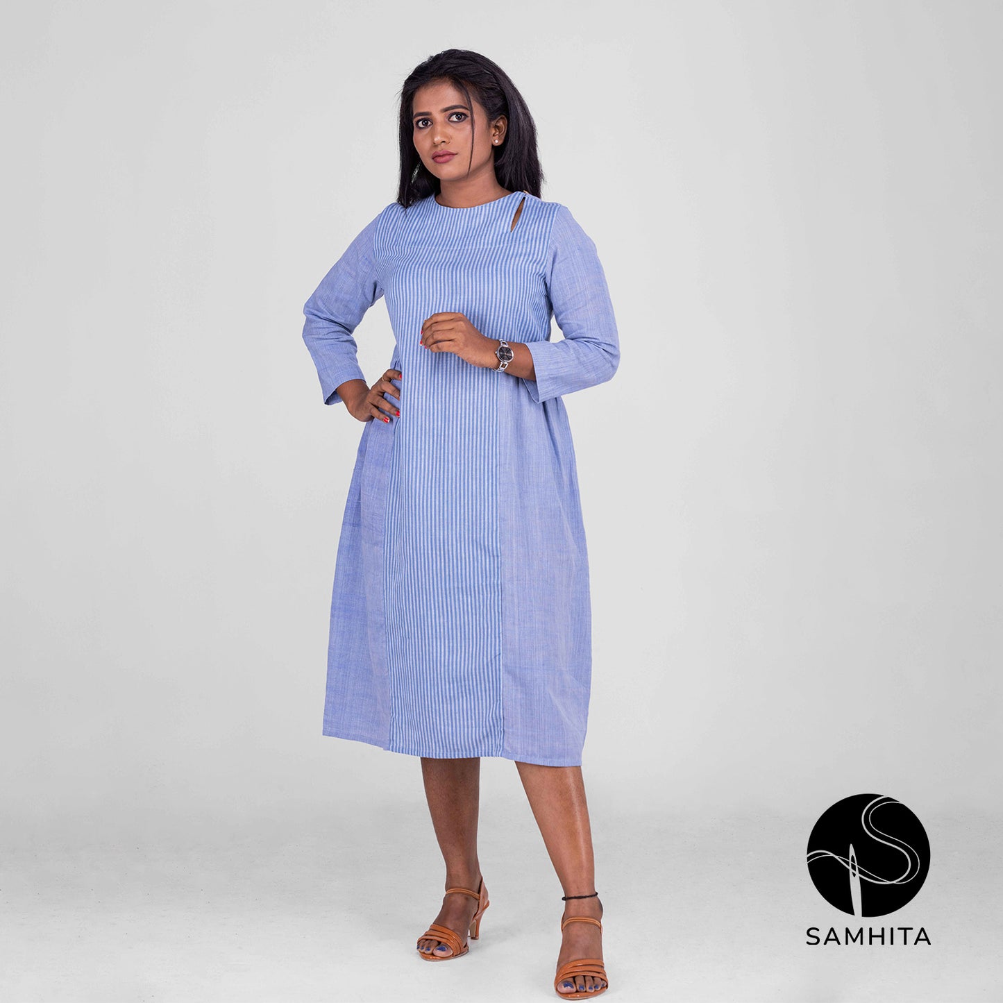 Pastel Violet Dress with Stripes (WK103B)