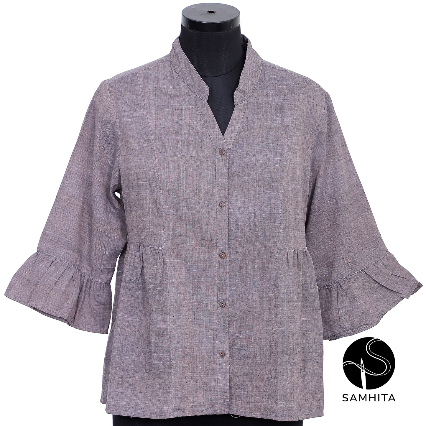 Textured grey khadi short top (WT202A)