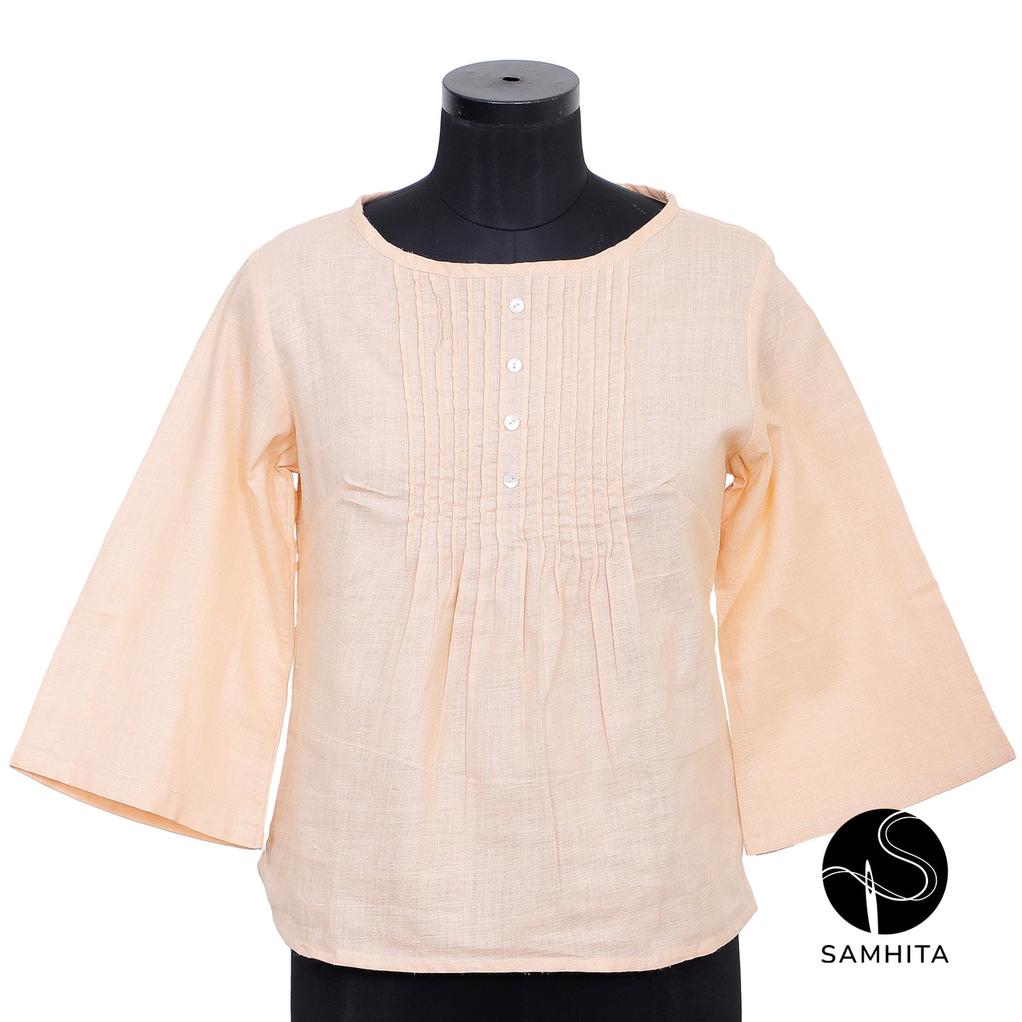 Cream colour round neck with delicate pin-tuck details (WT206D)