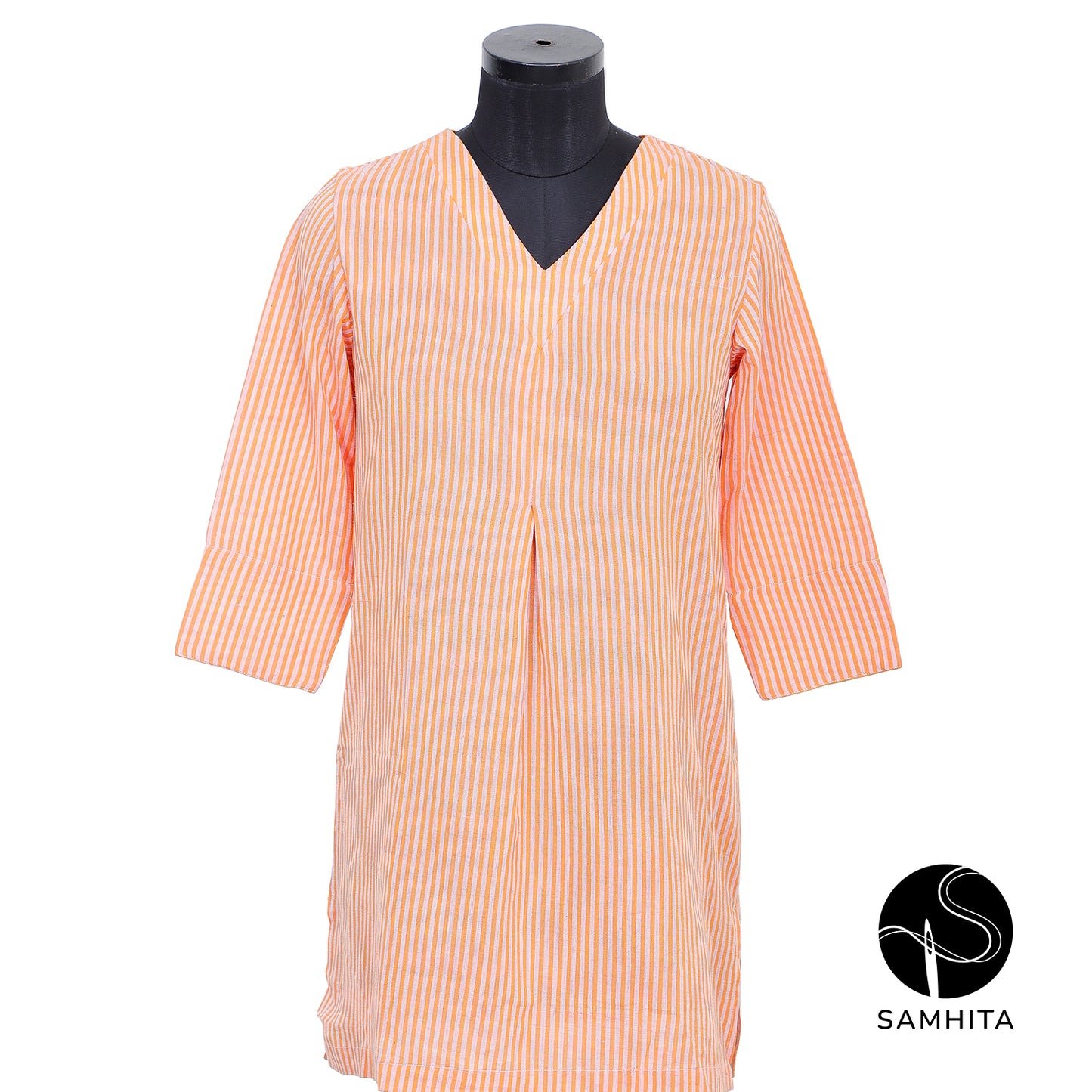 Soft orange hue striped tunic Kurta (WT207A)