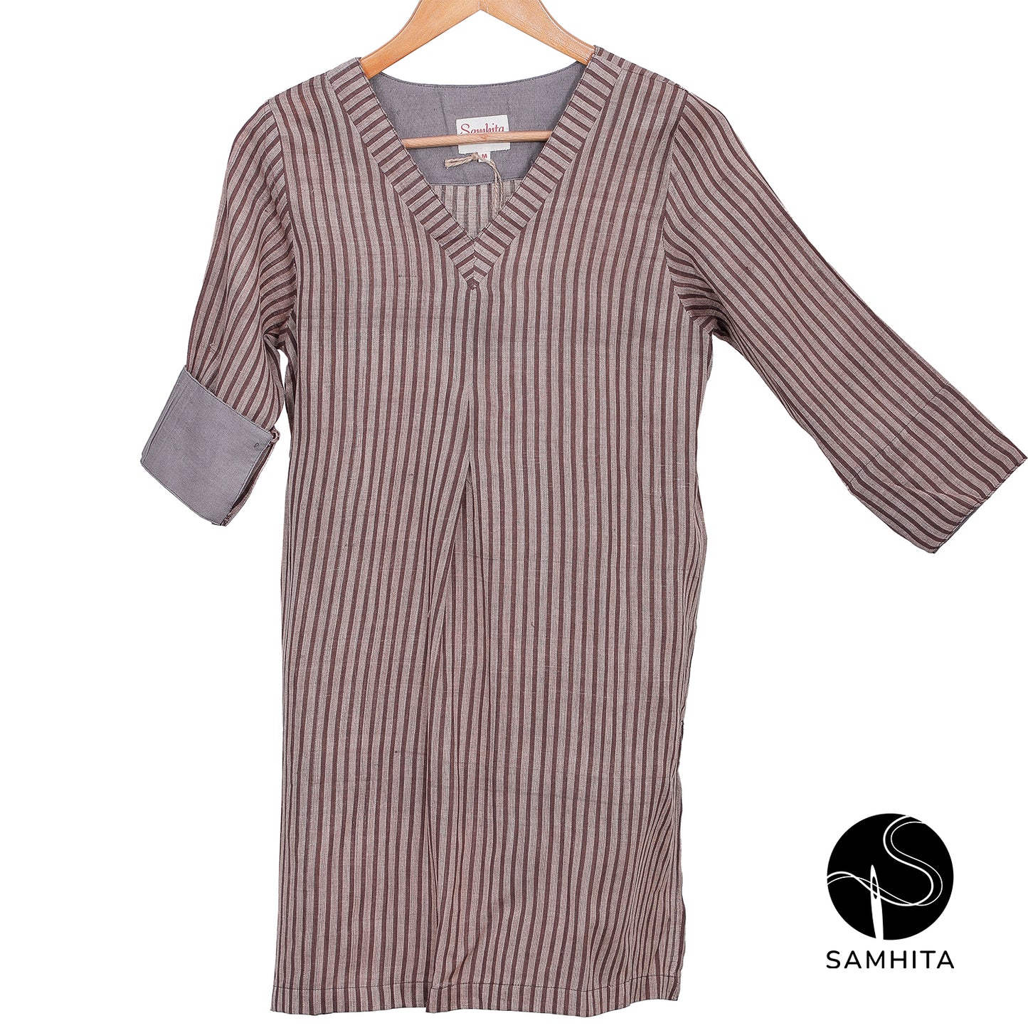 Warm brown striped tunic Kurta (WT207B)