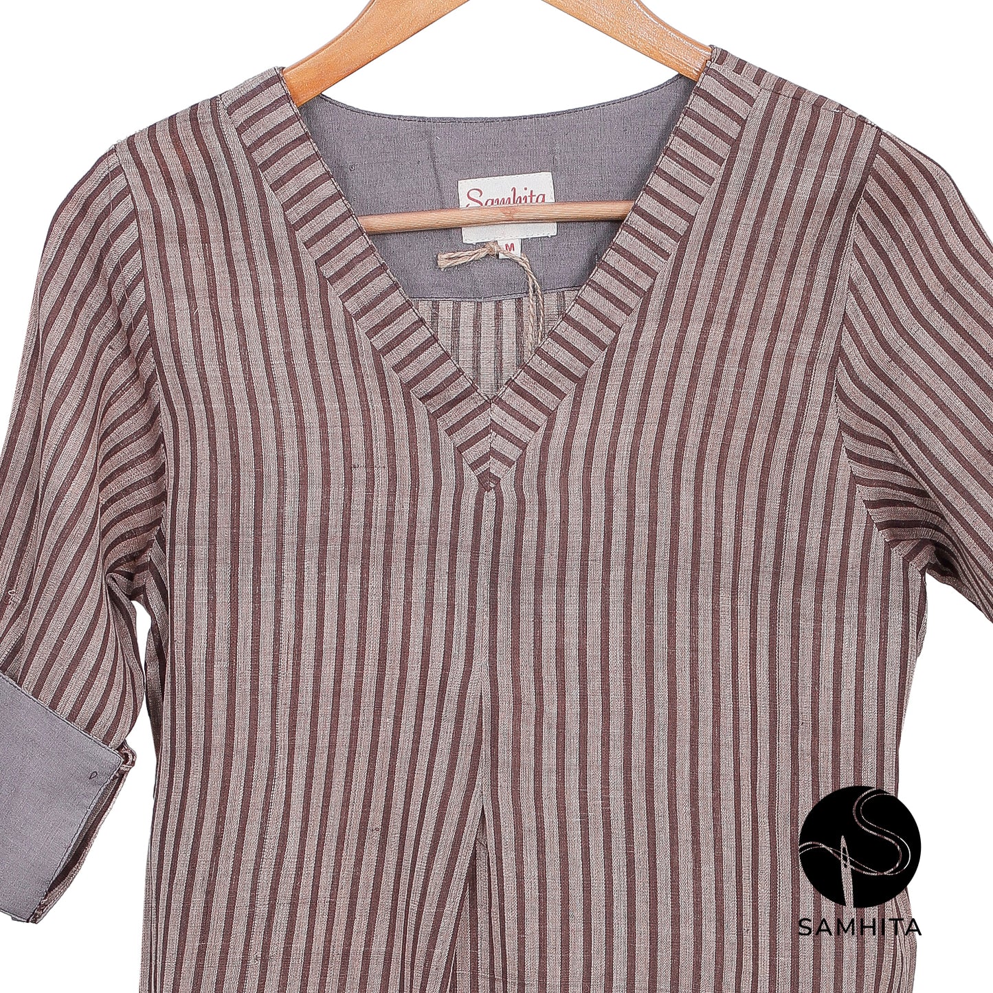 Warm brown striped tunic Kurta (WT207B)