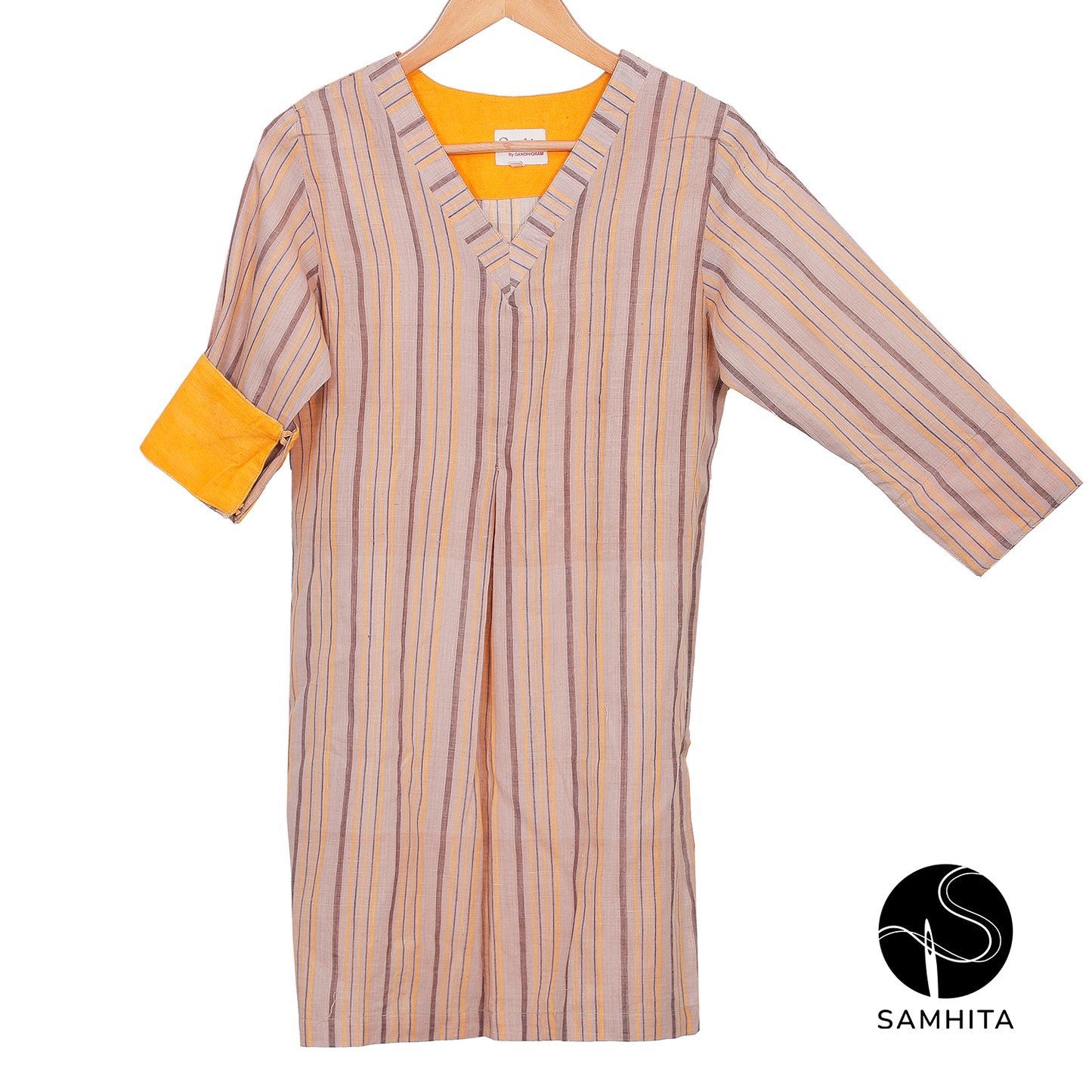 Warm brown and yellow hues striped tunic Kurta(WT207C)