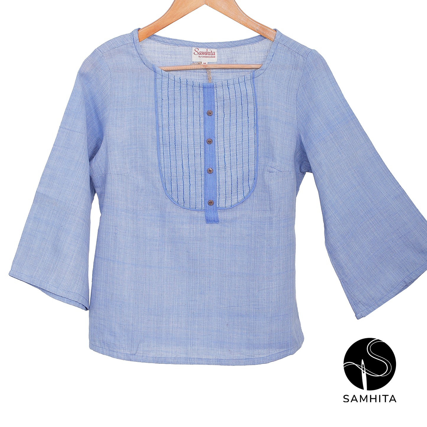 Blue Short Top with clean yoke detail (WT211A)