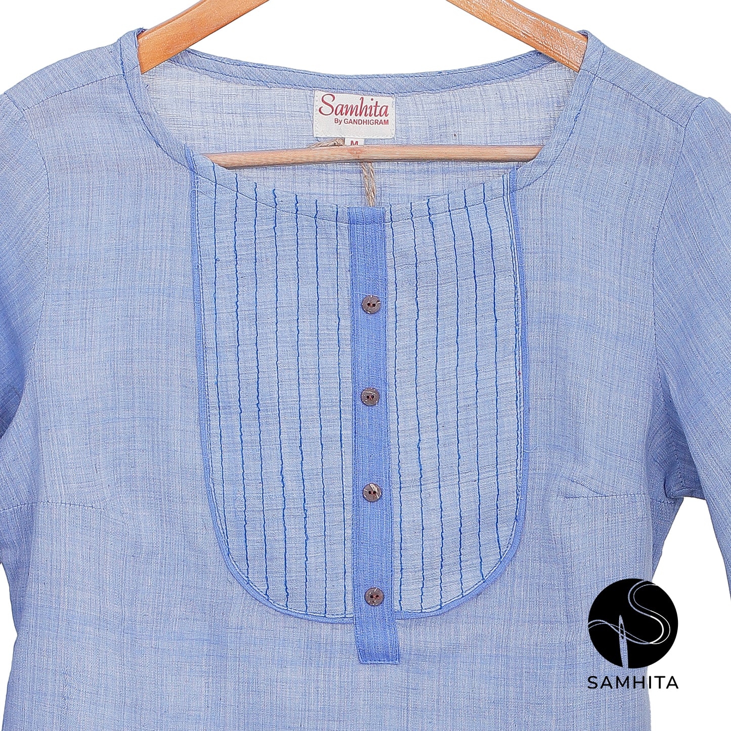 Blue Short Top with clean yoke detail (WT211A)