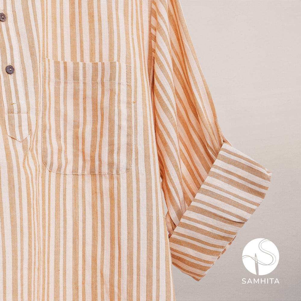 
                  
                    Men's Beige Striped Khadi Cotton Short Kurta (MK 104 D)
                  
                