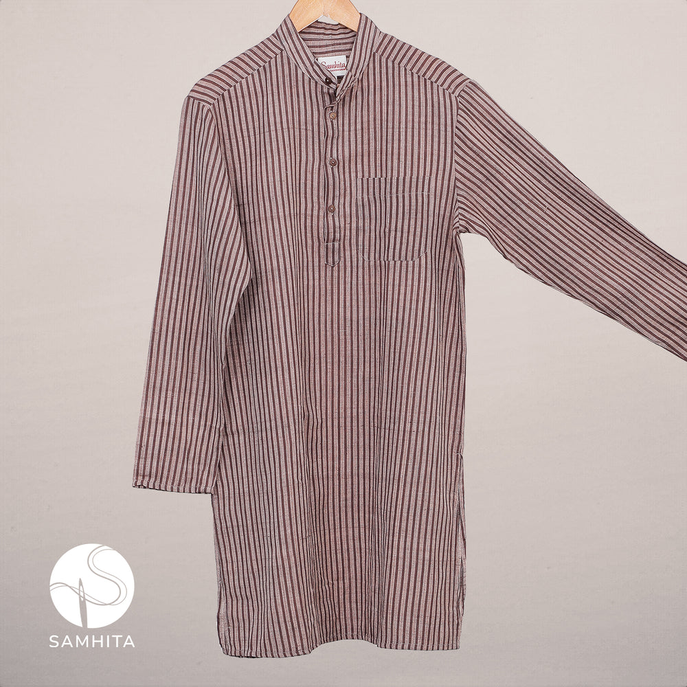 
                  
                    Men's Brown Woven Stripe Khadi Kurta ( MK 105 C)
                  
                