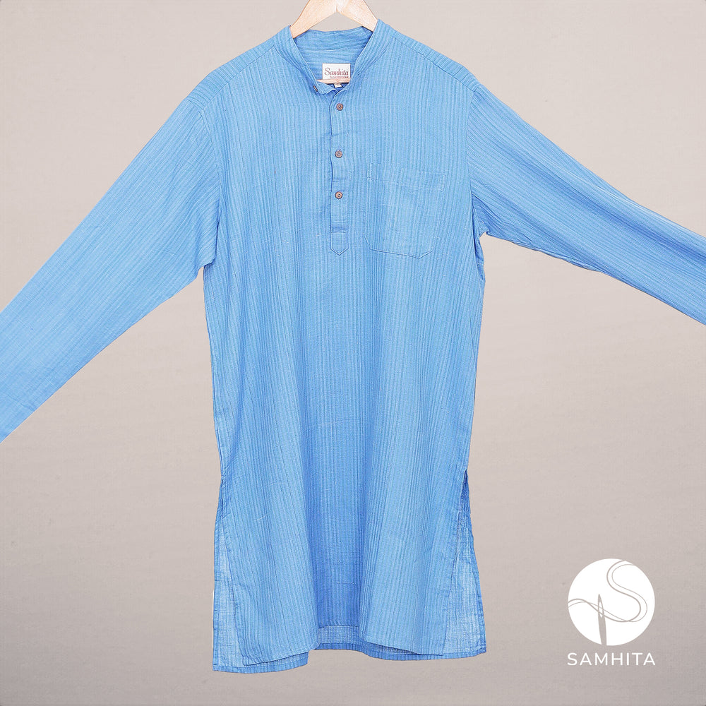 
                  
                    Men's Blue Woven Stripe Khadi Kurta (MK 105 D)
                  
                