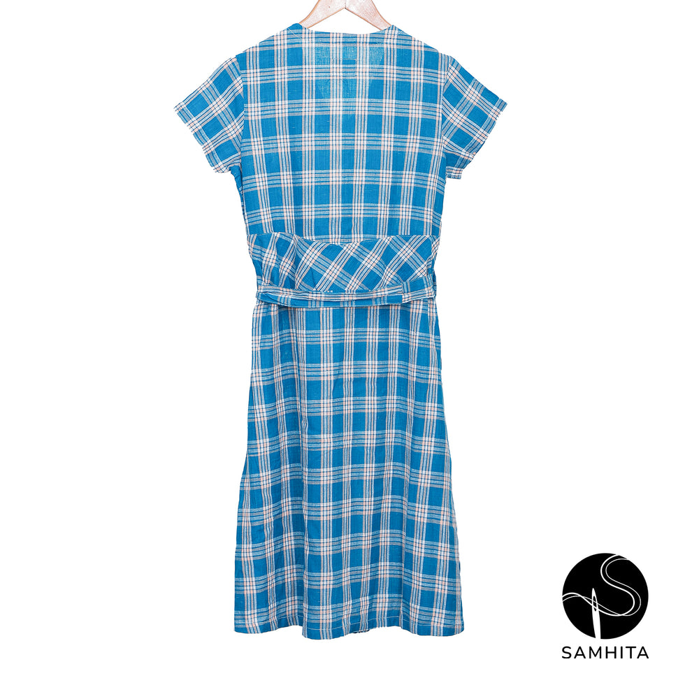 
                  
                    Blue Checkered Dress - hand-spun, handwoven cotton khadi (WD302C)
                  
                