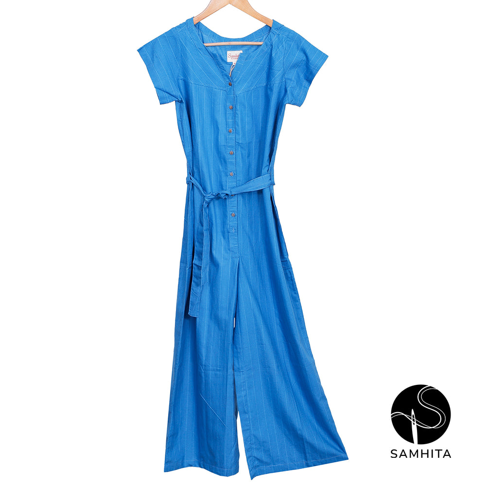 Cobalt Blue Stripped Jumpsuit (WJP701B)