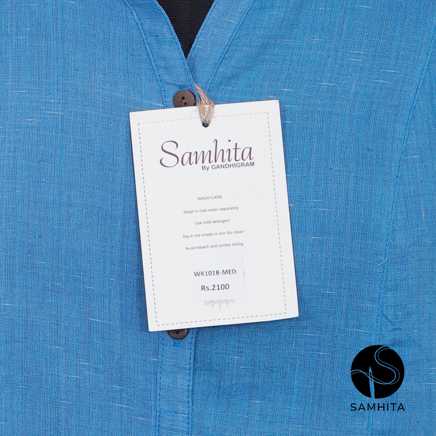 
                  
                    Front button-down Mandarin collar Blue dress (WK101B)
                  
                