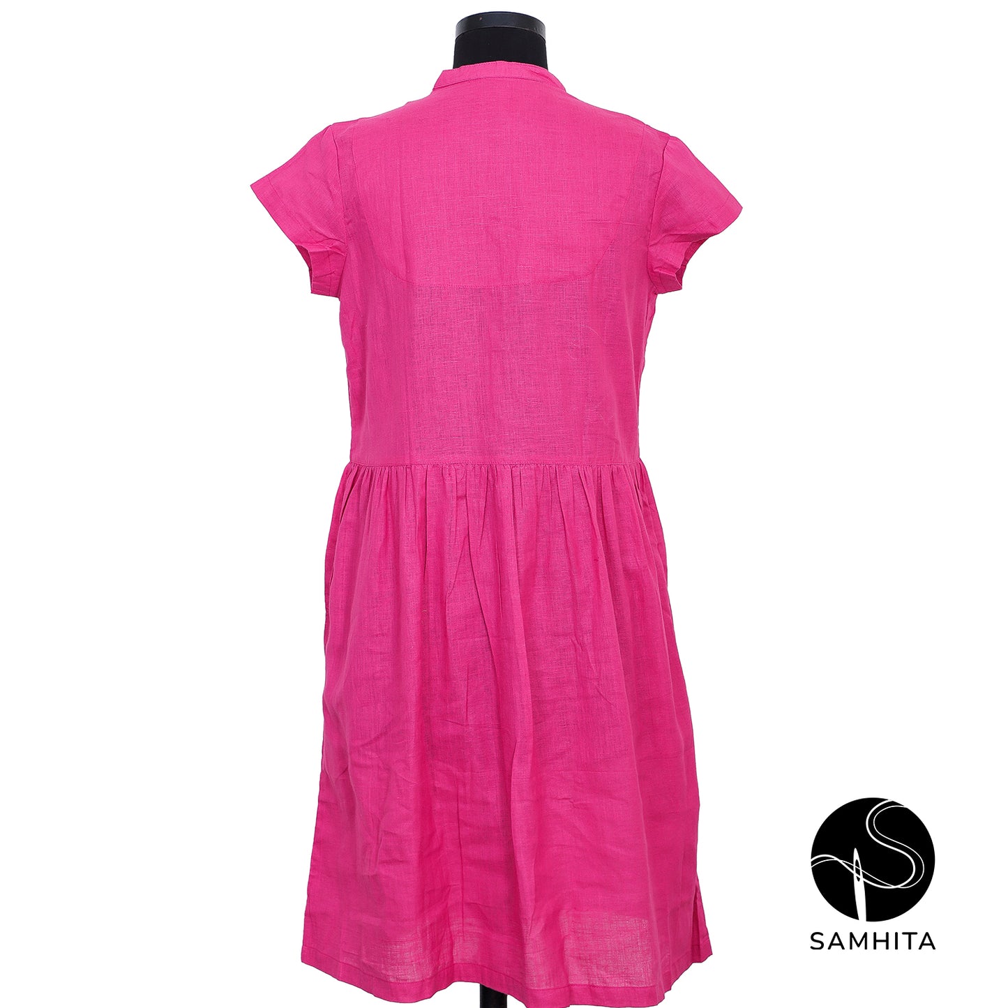 
                  
                    Front button-down Mandarin collar Pink dress (WK101C)
                  
                