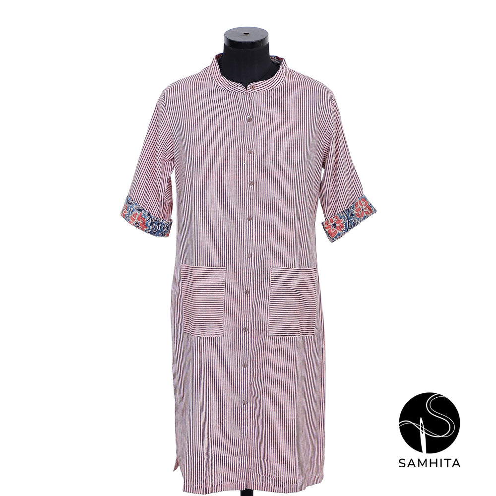 Deep Violet and White Stripes Kurta (WK102D)