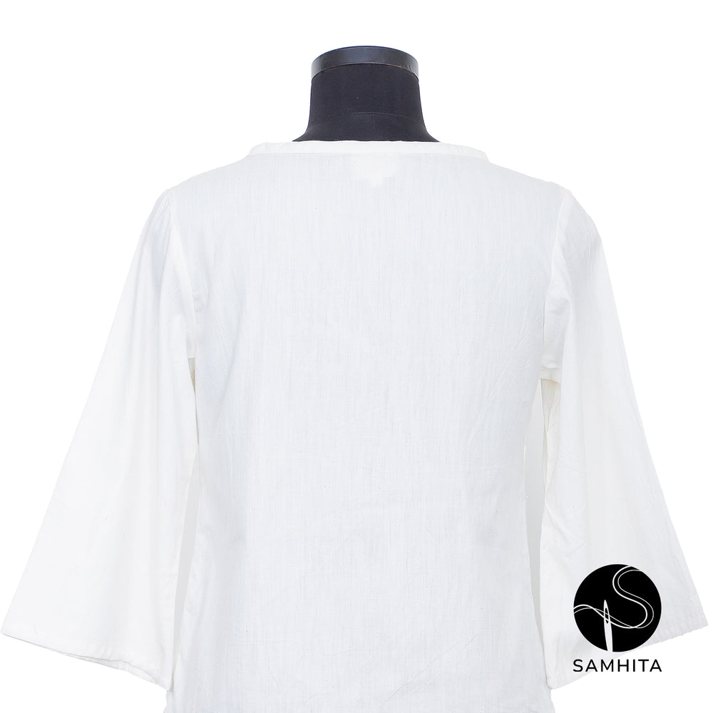 
                  
                    White round neck with delicate pin-tuck details (WT206A)
                  
                