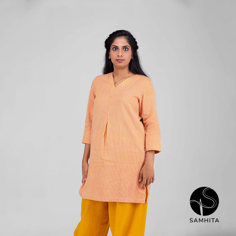 Soft orange hue striped tunic Kurta (WT207A)