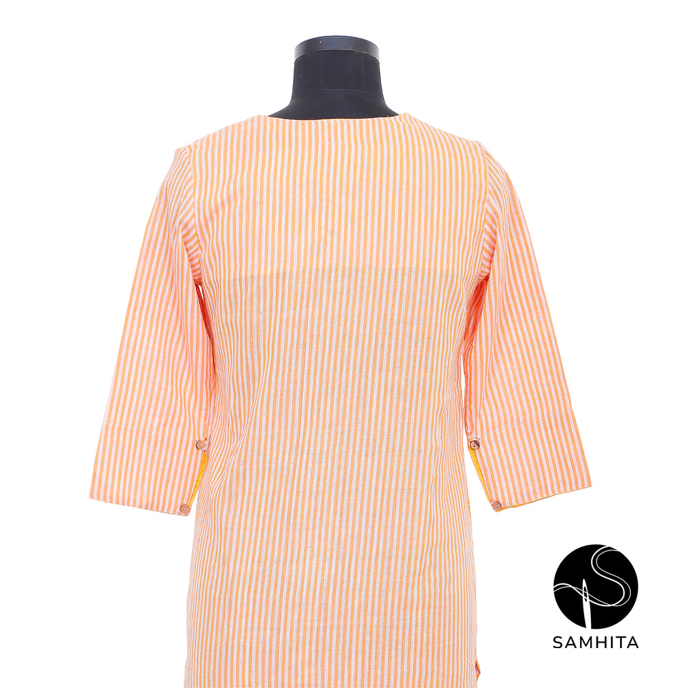 
                  
                    Soft orange hue striped tunic Kurta (WT207A)
                  
                