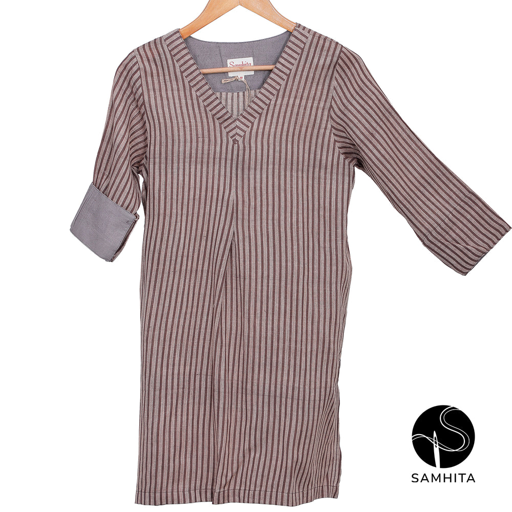 
                  
                    Warm brown striped tunic Kurta (WT207B)
                  
                