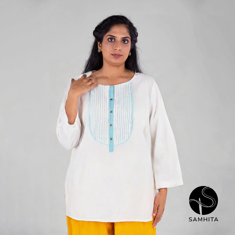 White Short Top with yoke detail (WT211E)