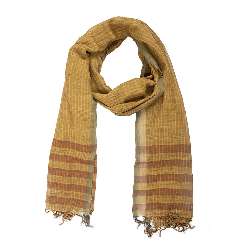 Gandhigram Khadi Stole in Natural Pomegranate Yellow Natural Dyes