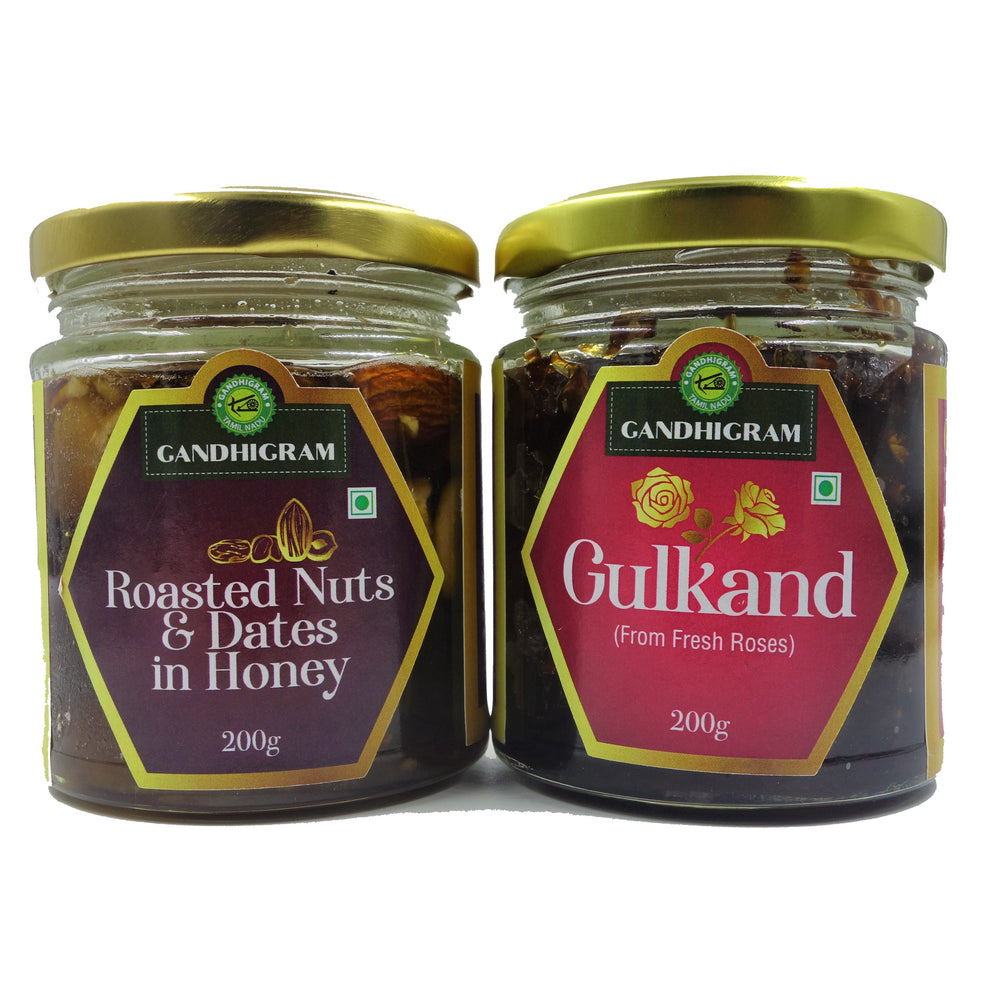 
                  
                    Festive Gift Hamper (Gulkhand, Roasted Nuts & premium Dates in Honey)
                  
                